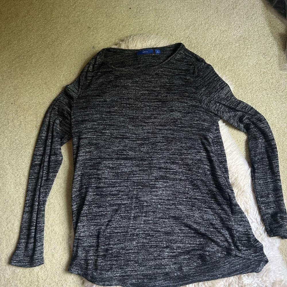 Apt. 9 Heather Charcoal Crew Neck Long Sleeve Tee
